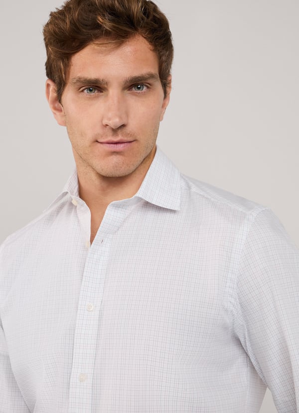 Façonnable Camisa Popelín Cuadros Ventana Fit Regular