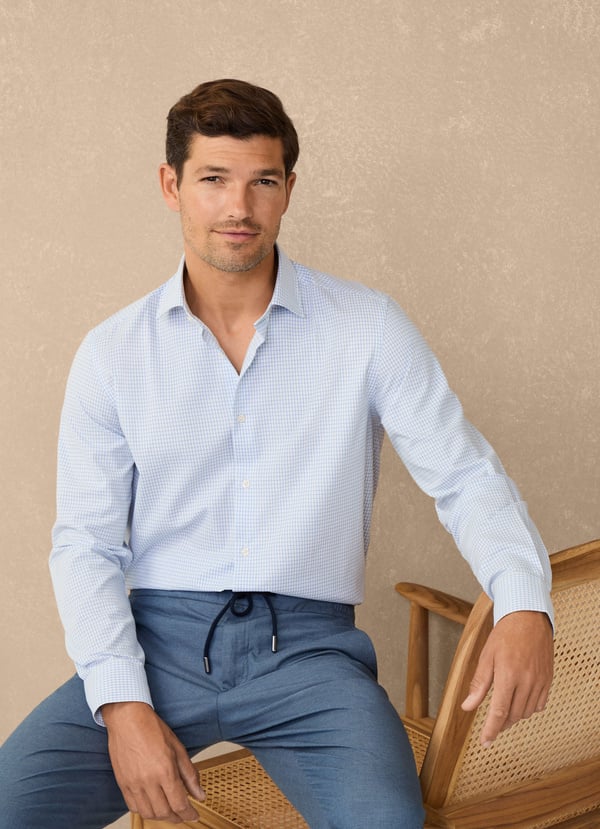 Façonnable camisa sarga cuadros ventana fit regular