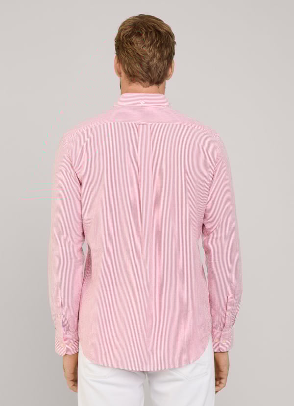 Façonnable Camisa Seersucker Rayas Bengala Fit Regular