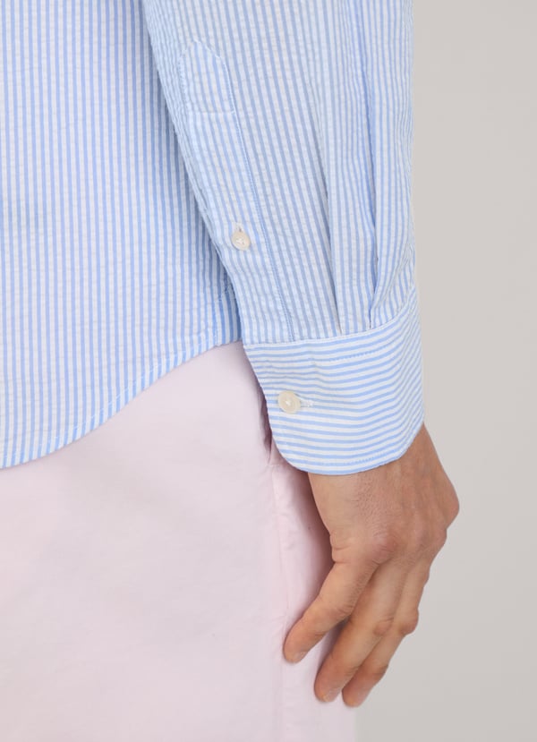 Façonnable Camisa Seersucker Rayas Bengala Fit Regular