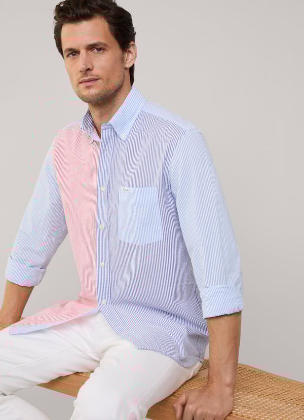 Façonnable camisa seersucker rayas bengala fit regular