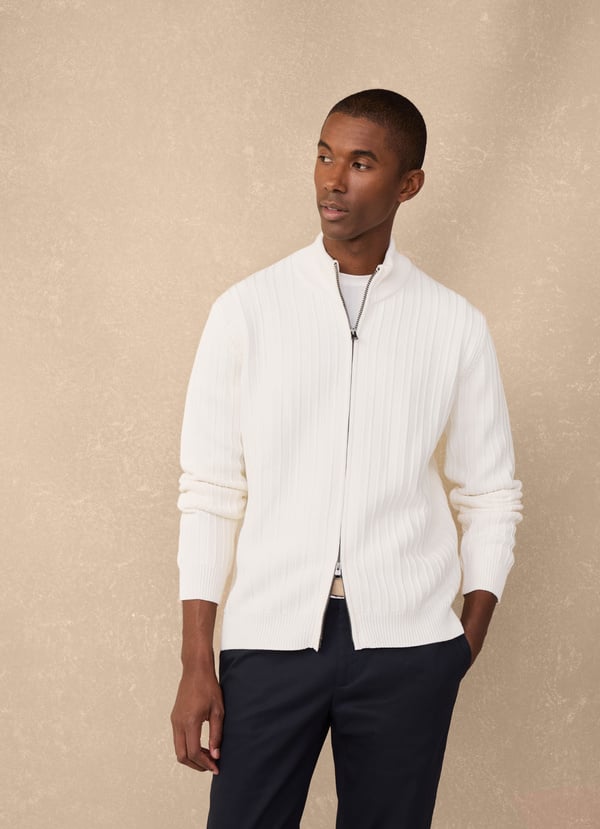 Façonnable cárdigan punto pointelle cierre cremallera