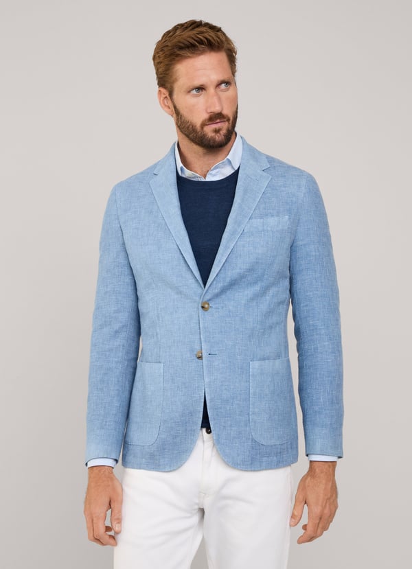 Façonnable Americana Lana Lino Bolsillos Parche