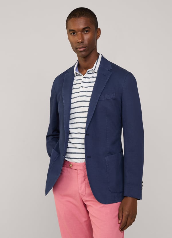 Façonnable Americana Lino Algodón Bolsillos Parche