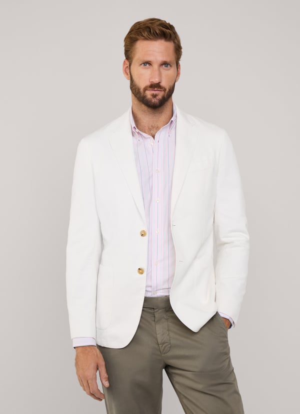 Façonnable Americana Lino Algodón Bolsillos Parche