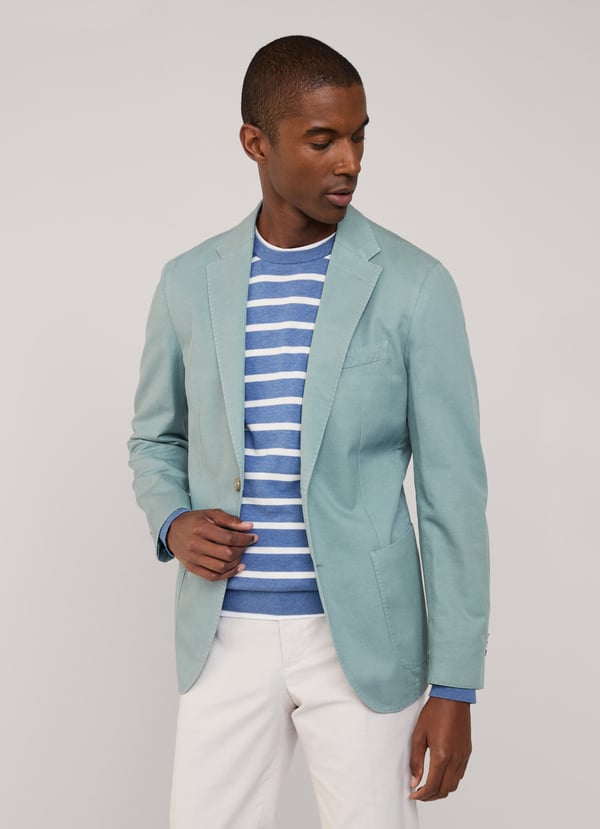 Façonnable Americana Lino Algodón Bolsillos Parche