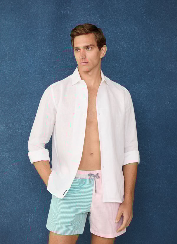 Façonnable bañador bermuda seersucker rayas