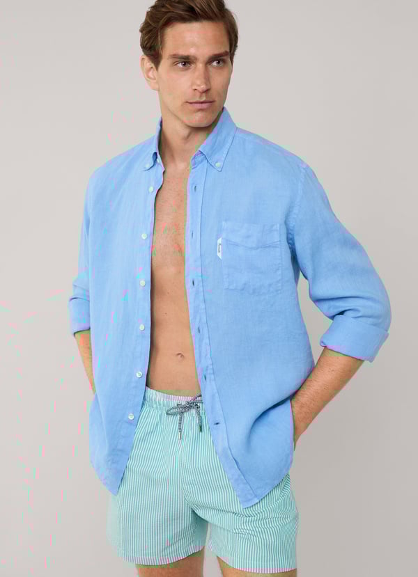 Façonnable bañador bermuda seersucker rayas