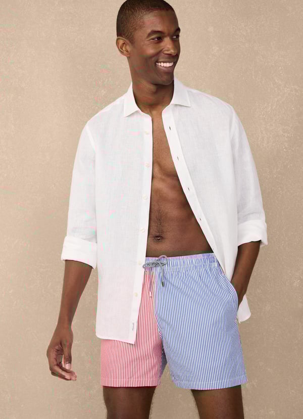 Façonnable bañador bermuda seersucker rayas