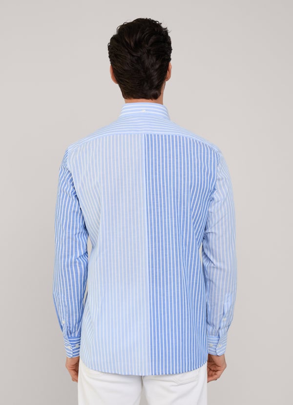 Façonnable Camisa Algodón Lino Rayas Fit Regular