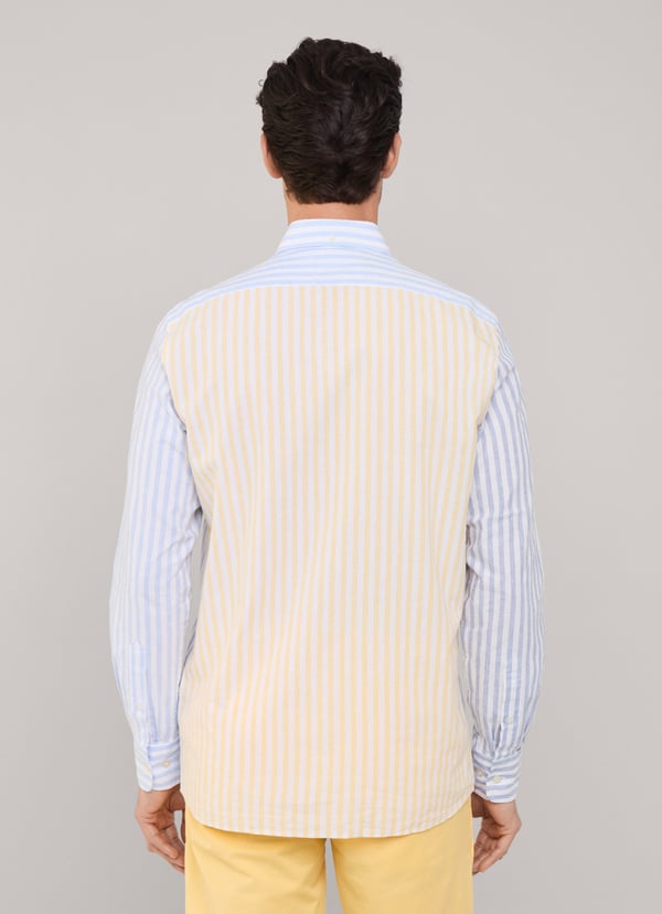 Façonnable Camisa Algodón Lino Rayas Fit Regular