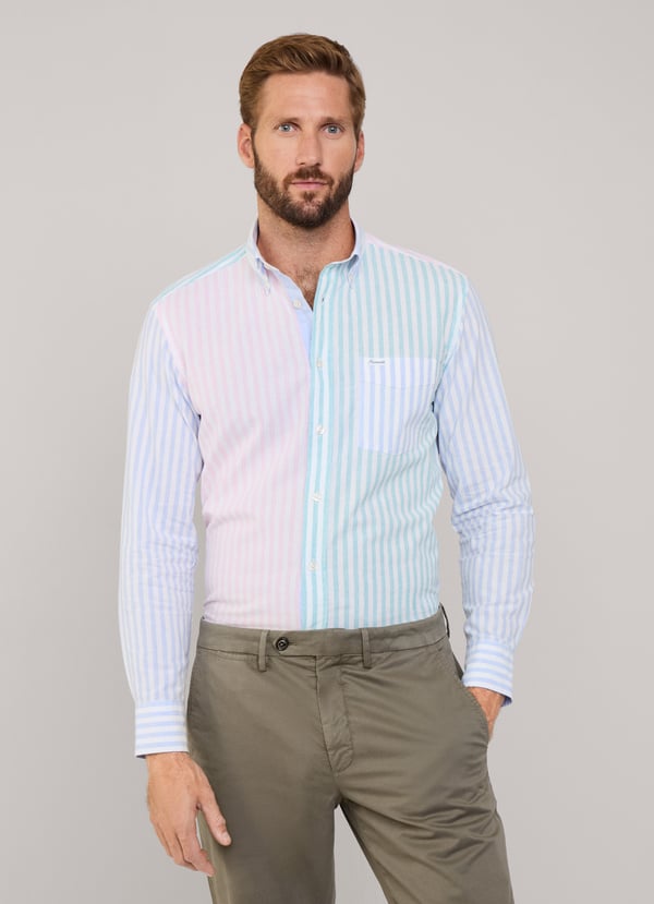 Façonnable Camisa Algodón Lino Rayas Fit Regular