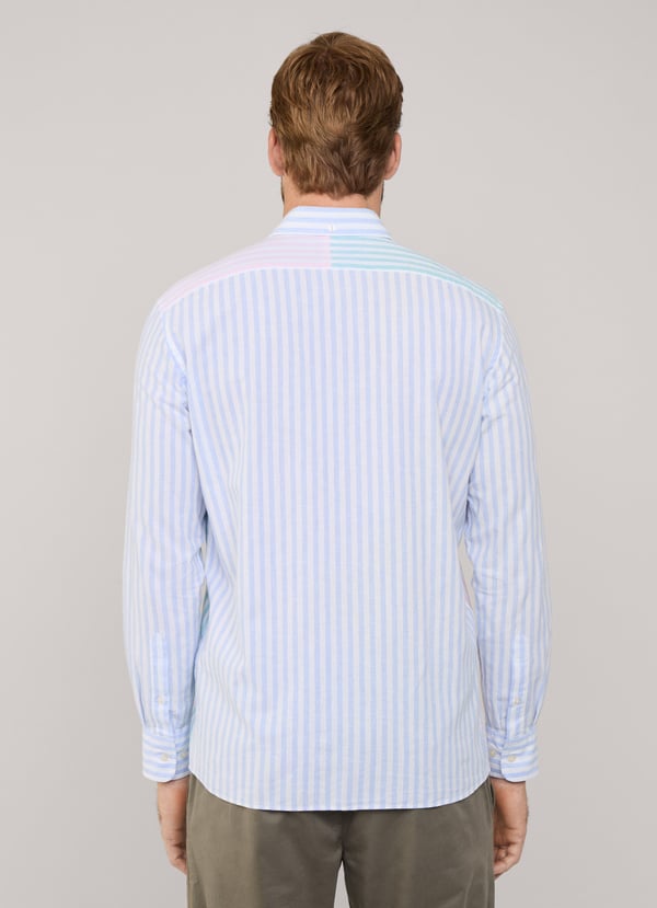 Façonnable Camisa Algodón Lino Rayas Fit Regular