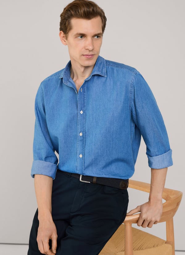 Façonnable camisa chambray fit regular