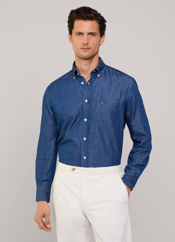Façonnable Camisa Chambray Fit Regular
