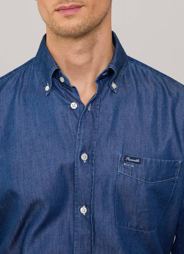 Façonnable Camisa Chambray Fit Regular