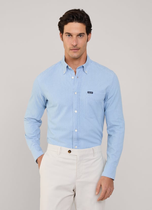 Façonnable Camisa Chambray Rayas Finas Fit Regular