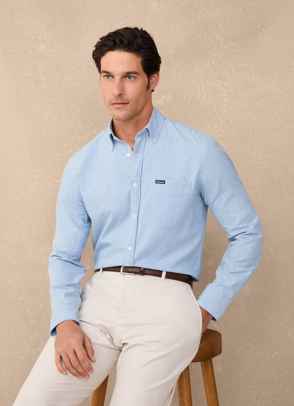 Façonnable camisa chambray rayas finas fit regular