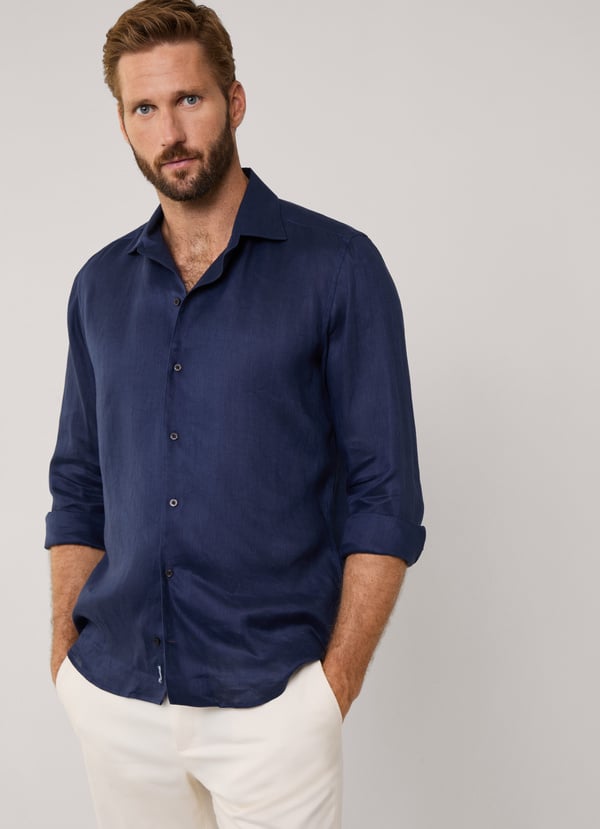 Façonnable camisa de lino fit regular