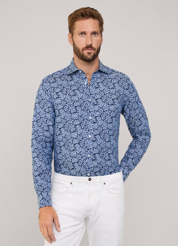 Façonnable camisa de lino palmeras fit regular