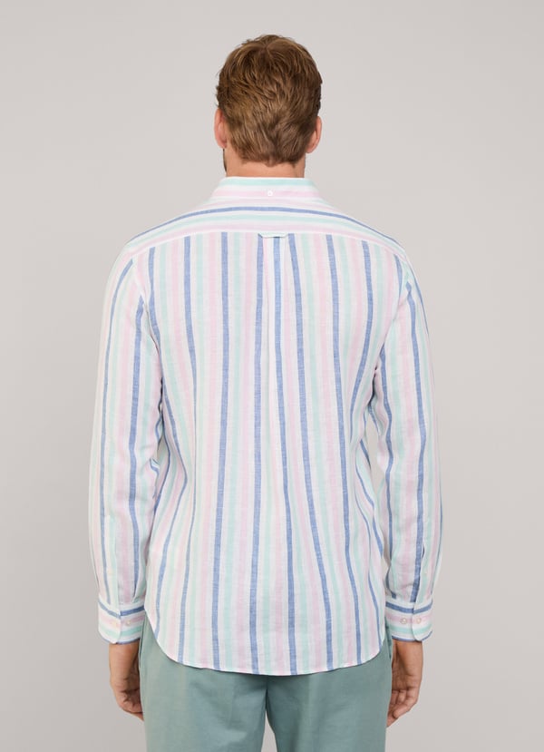 Façonnable Camisa De Lino Rayas Anchas Fit Regular