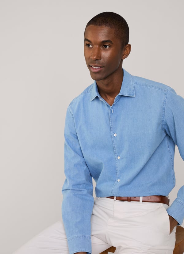 Façonnable camisa fil a fil fit regular