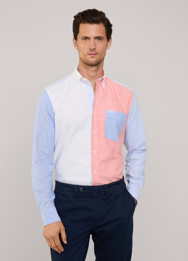 Façonnable Camisa Oxford Color Block Fit Regular
