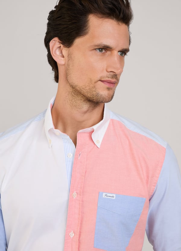 Façonnable Camisa Oxford Color Block Fit Regular