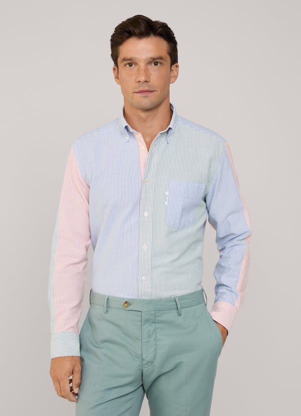 Façonnable Camisa Oxford Rayas Bengala Fit Regular