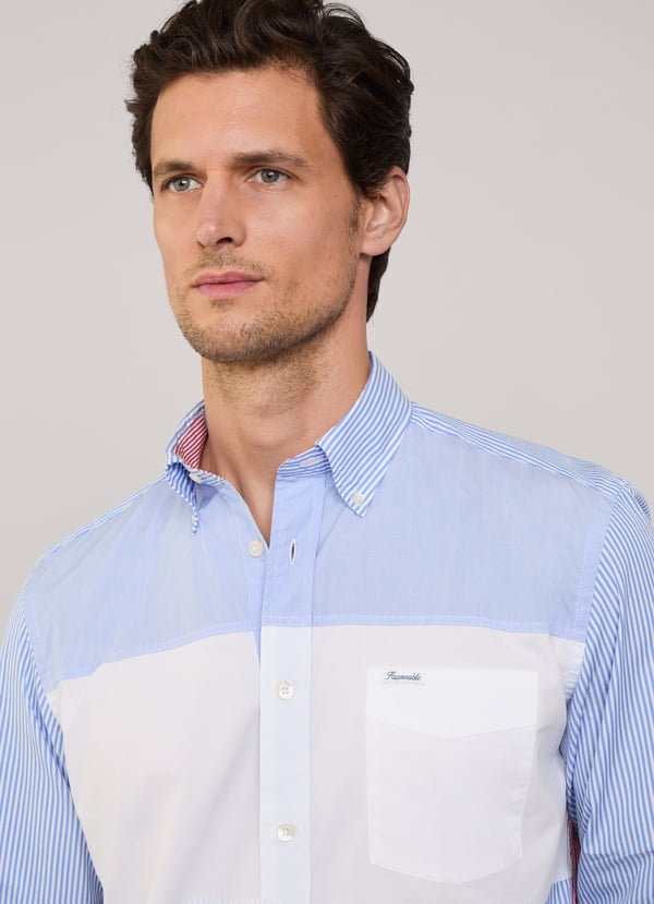 Façonnable Camisa Popelín Color Block Fit Regular
