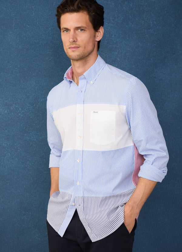 Façonnable camisa popelín color block fit regular