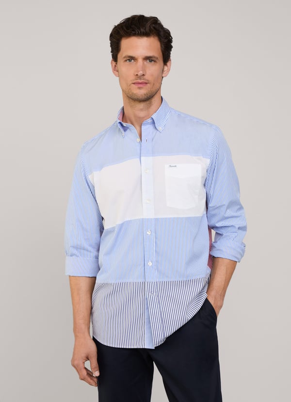 Façonnable Camisa Popelín Color Block Fit Regular