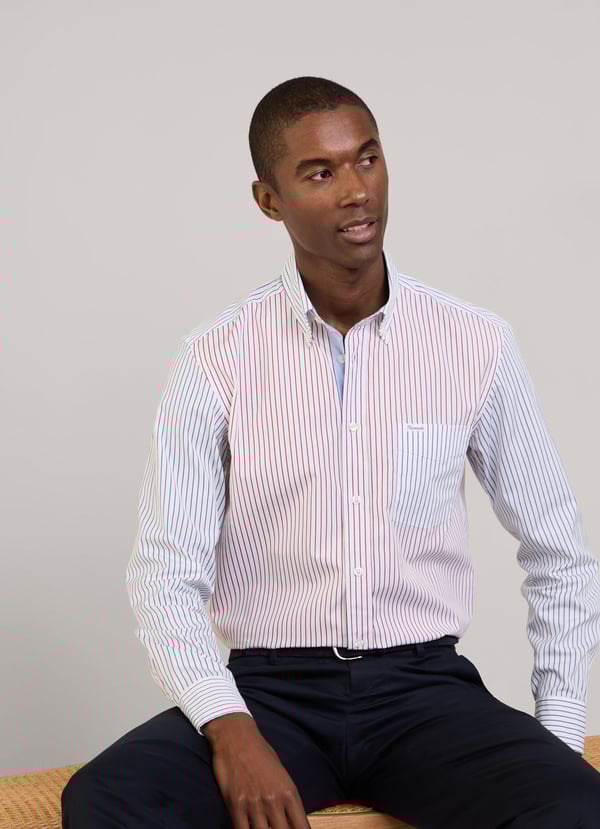 Façonnable camisa popelín rayas finas fit regular