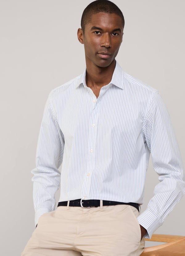 Façonnable camisa popelín rayas finas fit regular