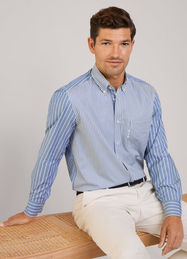 Façonnable camisa sarga rayas fit regular