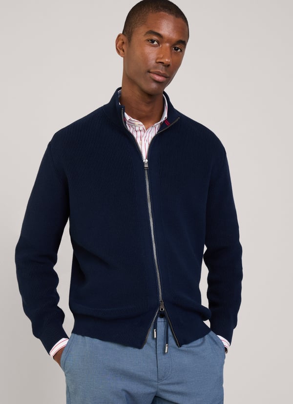 Façonnable cárdigan cuello alto cierre cremallera