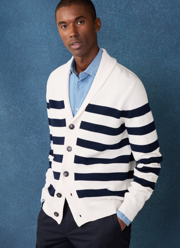 Façonnable cárdigan cuello chal rayas