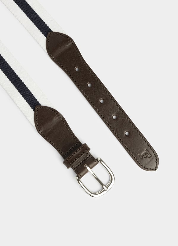 Façonnable Cinturón De Lona Con Detalles Piel