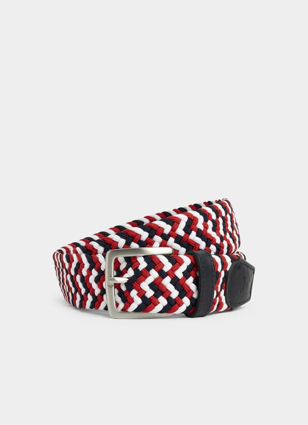 Façonnable cinturón trenzado con detalles piel