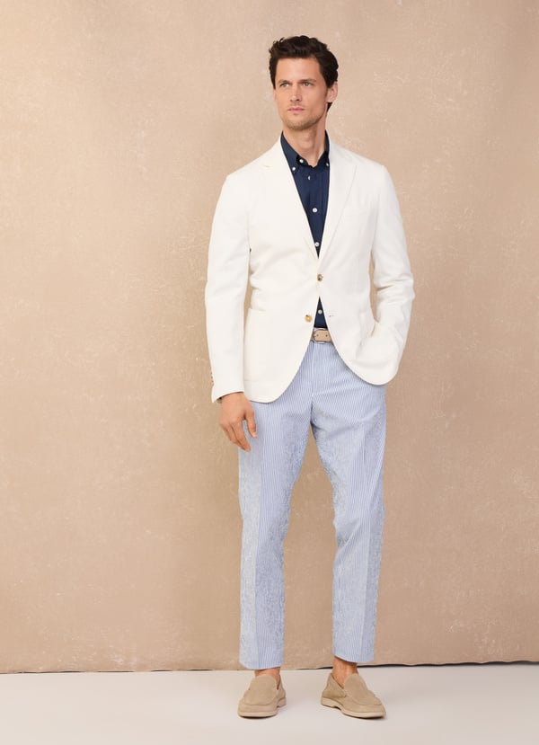 Façonnable pantalón seersucker fit regular