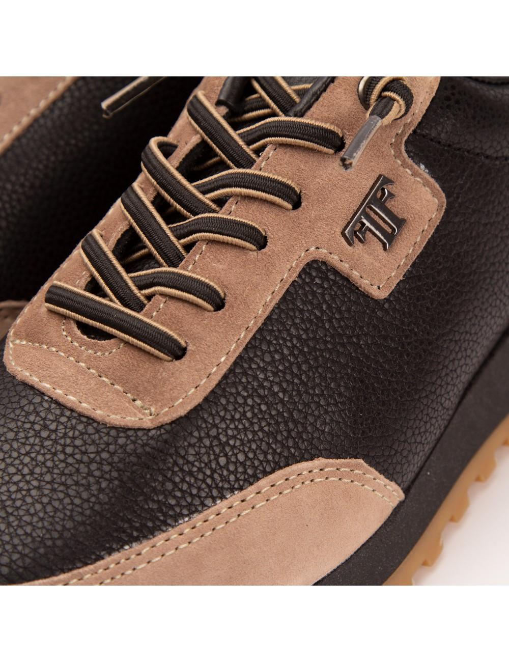 Farrutx MAELIA Piel Bombeada Negra - Velour Tierra