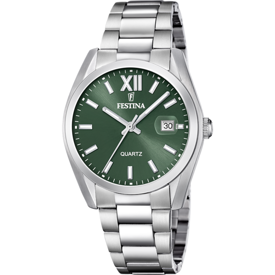 Festina RELOJ FESTINA ACERO CLÁSICO F20707/5 VERDE CORREA DE ACERO INOXIDABLE 316L HOMBRE