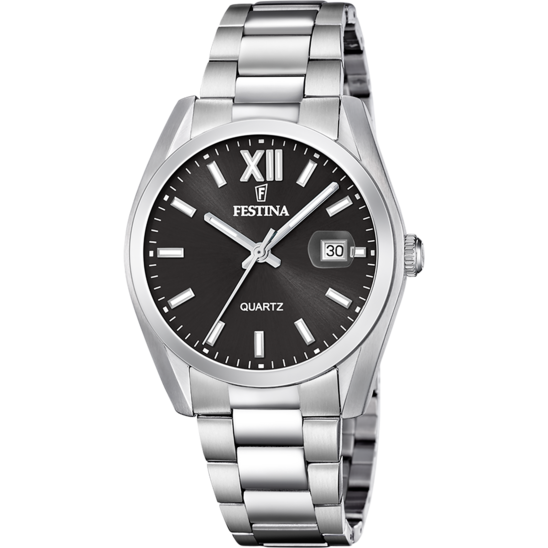 Festina RELOJ FESTINA ACERO CLÁSICO F20707/6 NEGRO CORREA DE ACERO INOXIDABLE 316L HOMBRE