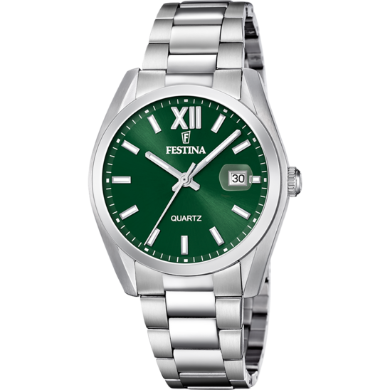 Festina RELOJ FESTINA ACERO CLÁSICO F20707/8 VERDE CORREA DE ACERO INOXIDABLE 316L HOMBRE