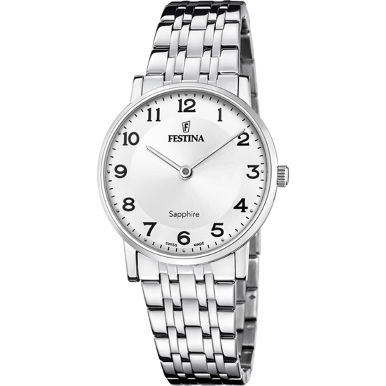 Festina RELOJ FESTINA SWISS MADE ACERO CLÁSICO F20047/1 BLANCO CORREA DE ACERO INOXIDABLE 316L MUJER