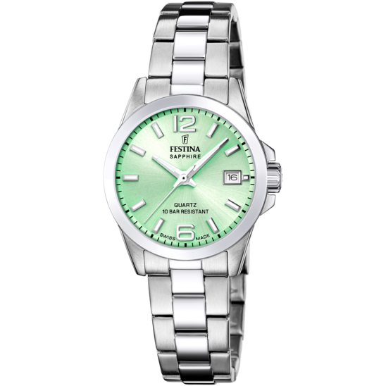 Festina RELOJ FESTINA SWISS MADE ACERO CLÁSICO F20049/2 VERDE CORREA DE ACERO INOXIDABLE 316L MUJER
