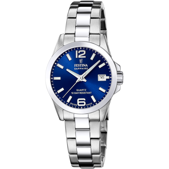 Festina RELOJ FESTINA SWISS MADE ACERO CLÁSICO F20049/5 AZUL CORREA DE ACERO INOXIDABLE 316L MUJER