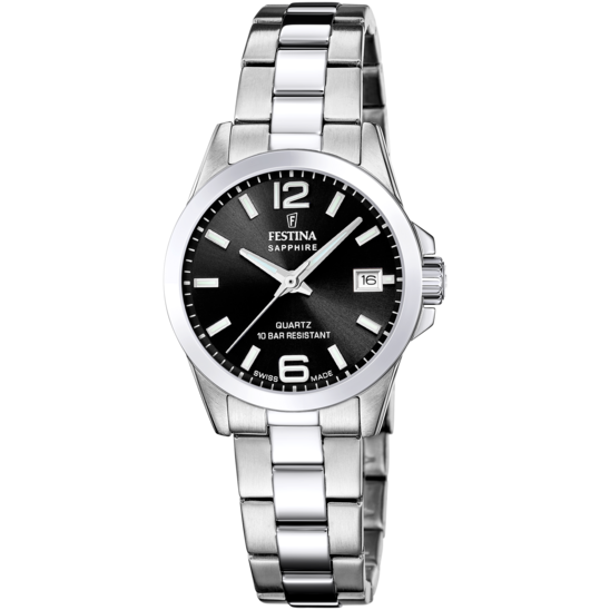 Festina RELOJ FESTINA SWISS MADE ACERO CLÁSICO F20049/6 NEGRO CORREA DE ACERO INOXIDABLE 316L MUJER