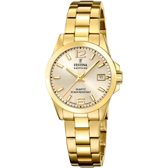 Festina RELOJ FESTINA SWISS MADE ACERO CLÁSICO F20050/2 BEIGE CORREA DE ACERO INOXIDABLE 316L MUJER