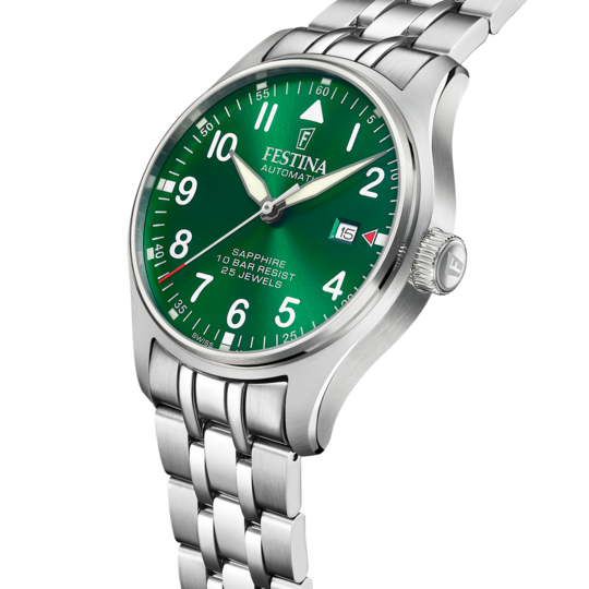 Festina RELOJ FESTINA SWISS MADE AUTOMATIC F20151/B VERDE CORREA DE ACERO INOXIDABLE 316L HOMBRE